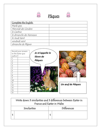 Easter in France worksheet