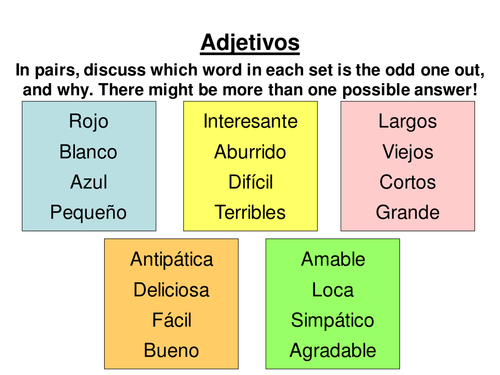 Adjectives odd one out