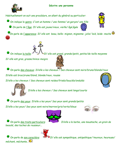 Structures & vocabulaire pour décrire