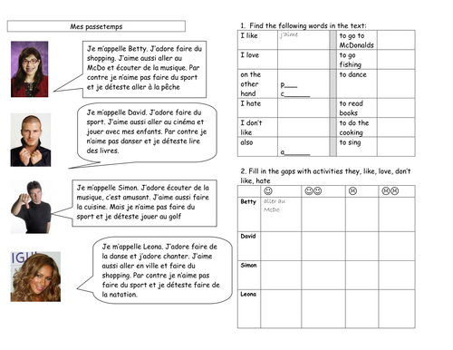 Mes passetemps / hobbies