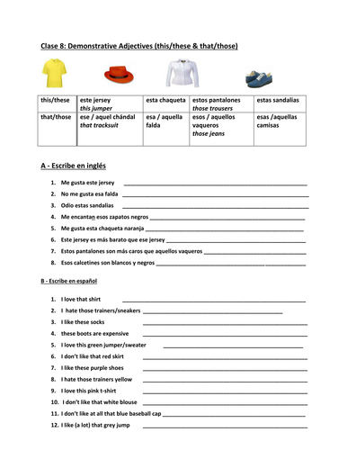 Demonstrative adjectives