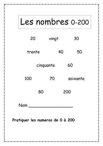 Numbers 0-200