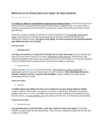 La moda - consejos para las bajitas