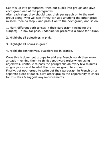 Work experience writing - group work