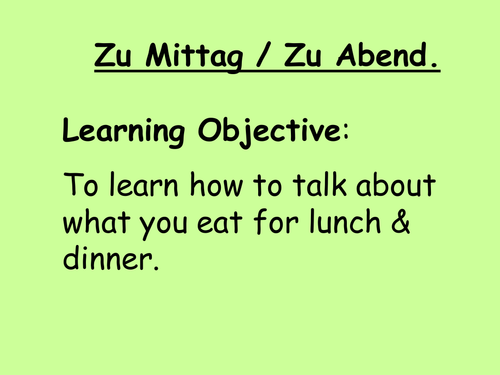 MIttagessen und Abendessen