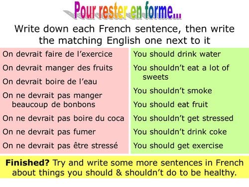 Matching advice on being healthy + leaflet/poster