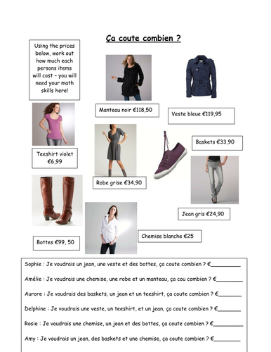 French clothes with math included! | Teaching Resources