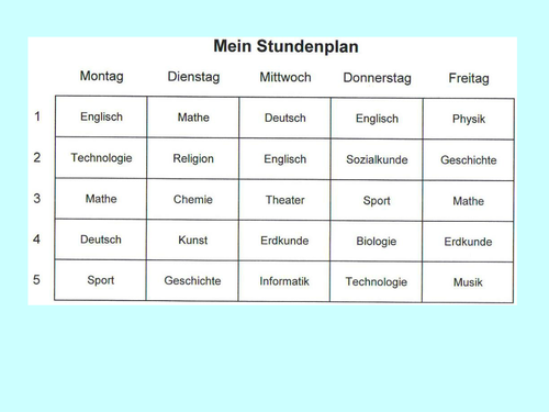 Mein Stundenplan