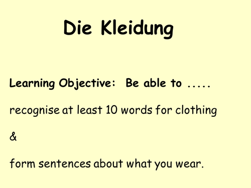 Die Kleidung with colors