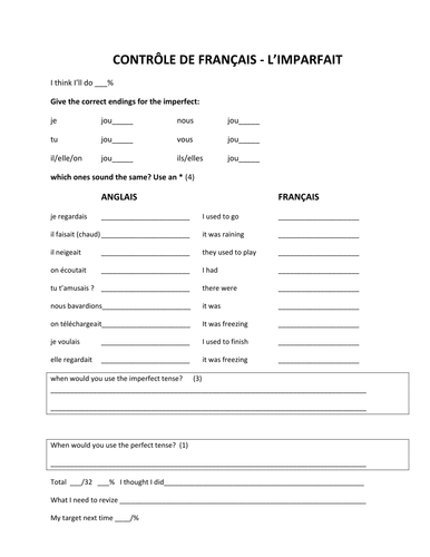 imperfect tense test