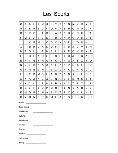 Sports Wordsearch