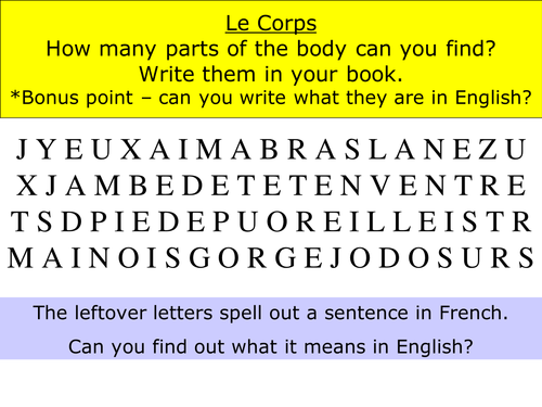 Quick starter on body parts