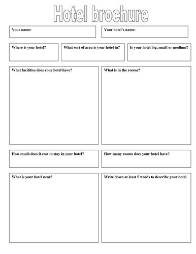 Building up to creating a hotel brochure