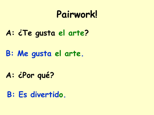 Las asignaturas y opiniones pairwork speaking
