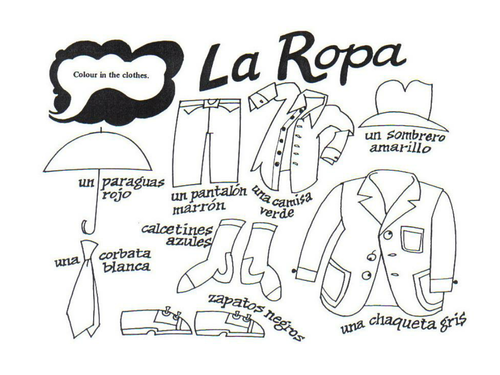 Men's Clothes in Spanish - PDF Worksheet - Spanish Learning Lab