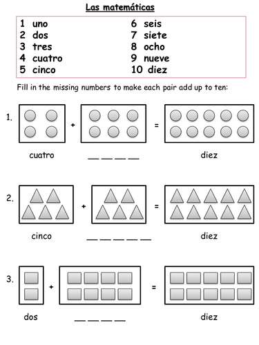 Numbers In Spanish Worksheets