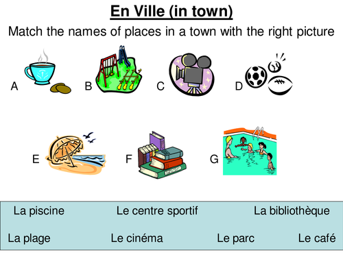 Very easy matching task - places in town