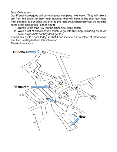 Writing directions to places on a map