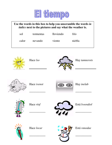 Weather starter - matching phrases with pictures
