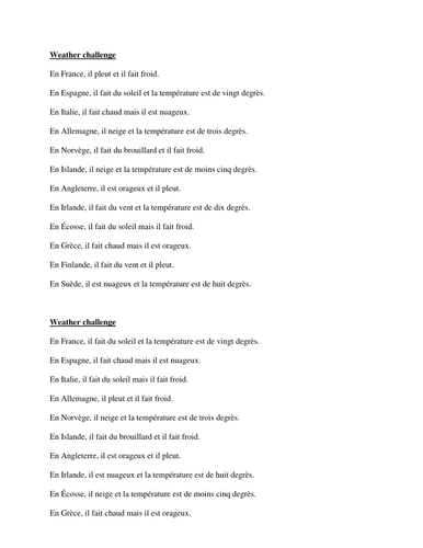 Weather running dictation