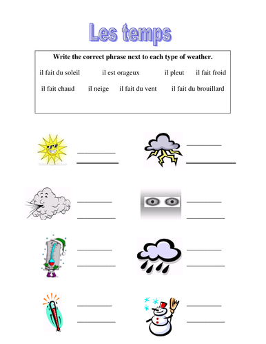 Weather starter - matching phrases & pictures