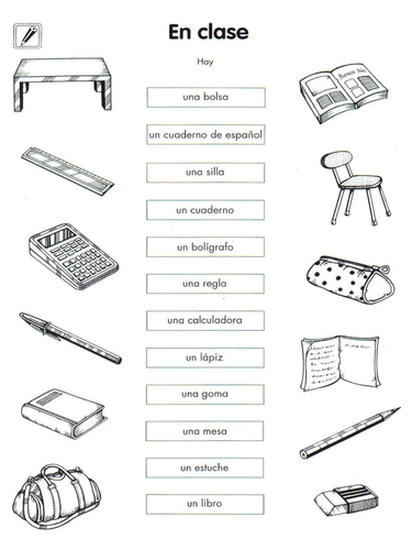 En clase - objects and key phrases