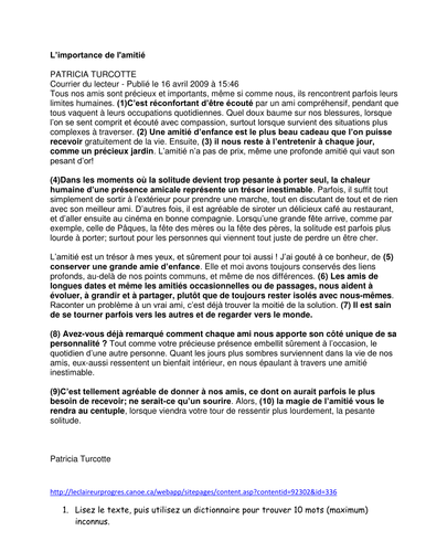 L'importance de l'amitié