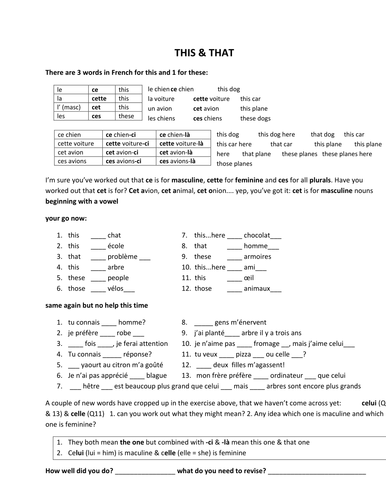 this & that in French