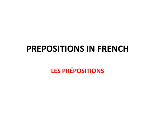 French prepositions for beginners