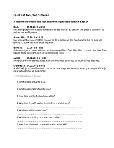 my favorite food / mon plat préféré