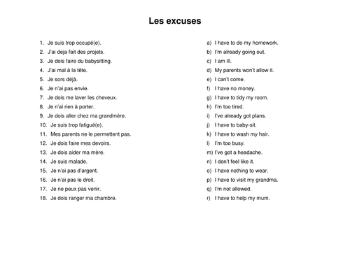 Les excuses