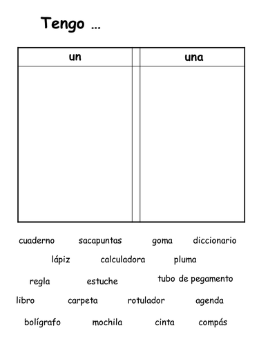 Mi mochila - using colors with school items