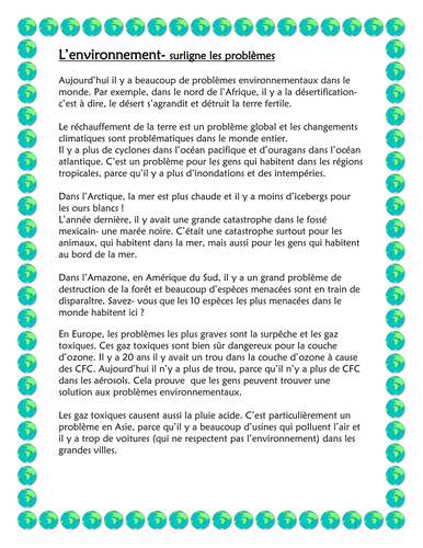 Environment lesson- problems and solutions