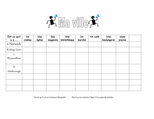 Speaking activity / grid to fill in