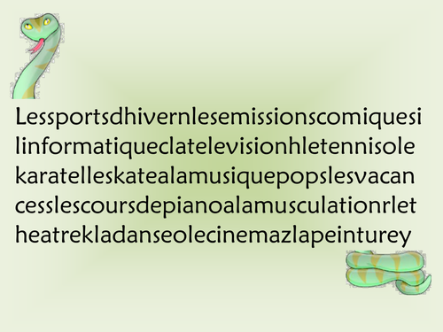 Word snake starter template