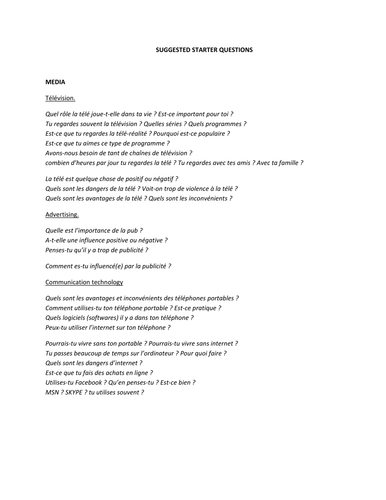 Suggested Starter Questions