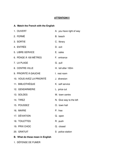 Attention!  Understanding signs and instructions