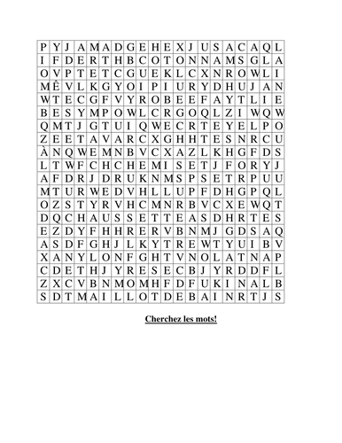Clothes Wordsearch