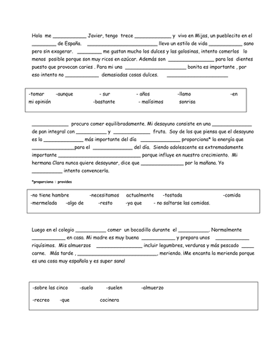 Healthy lifestyles: gap filling exercise | Teaching Resources