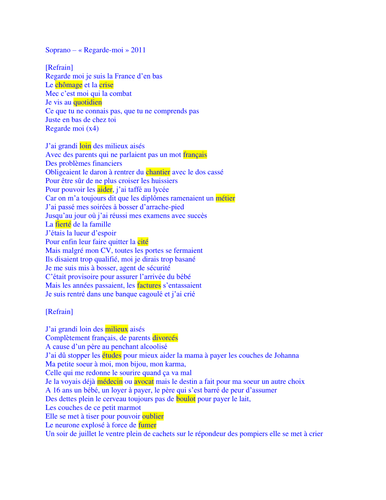 Chanson - Soprano "Regarde-moi"