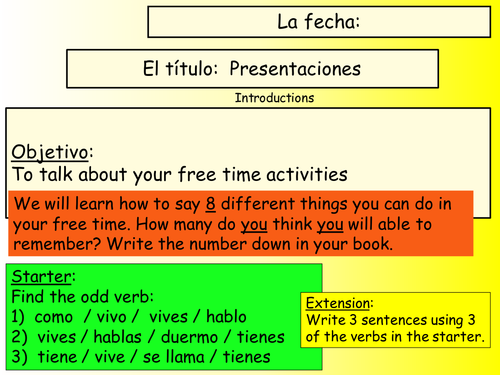 Presentaciones - free time activities