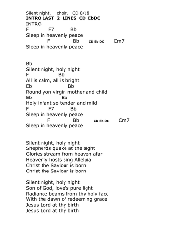 Chords. Lyrics. " Silent Night "