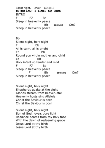 silent night guitar chords and lyrics