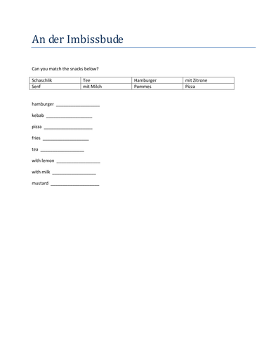 An der Imbissbude match up
