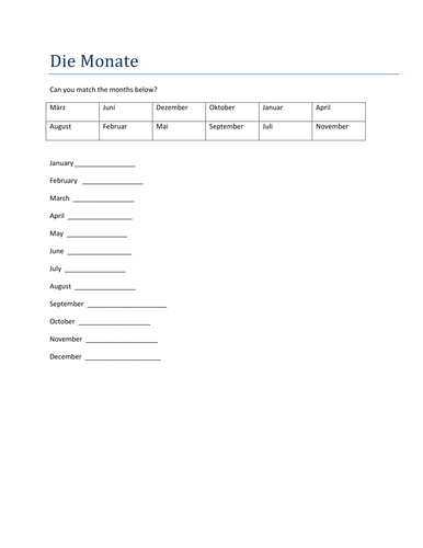 Die Monate Match Up