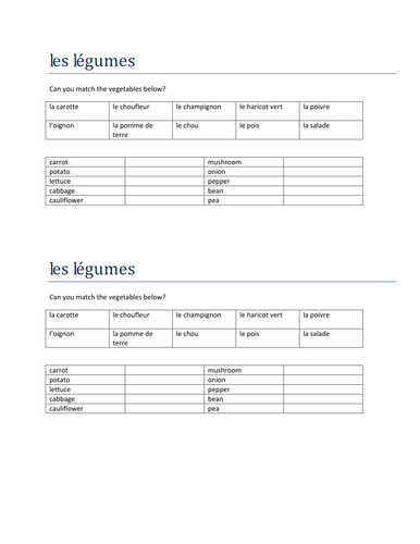 les legumes match up