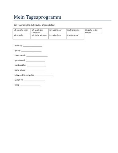 Mein Tagesprogramm match up