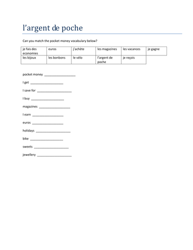 l'argent de poche match up