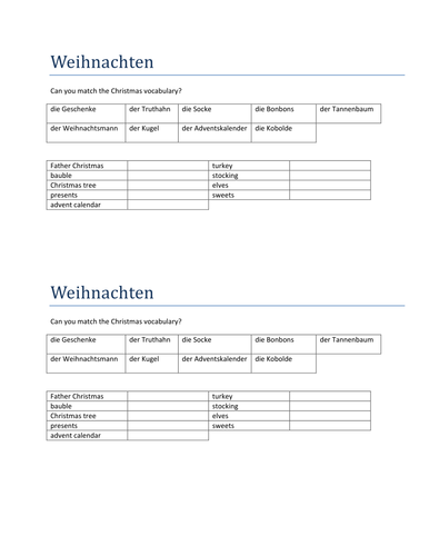 Weihnachten Match Up