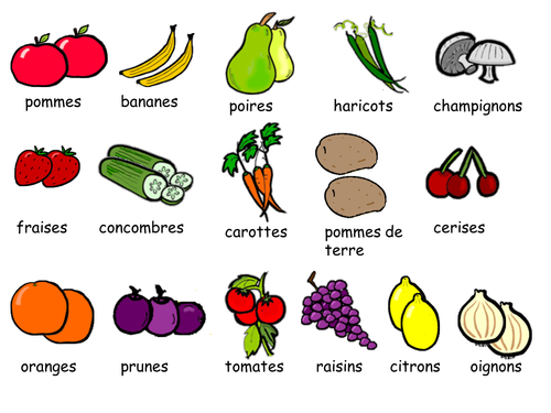 Fruit & Veg picture vocabulary sheet